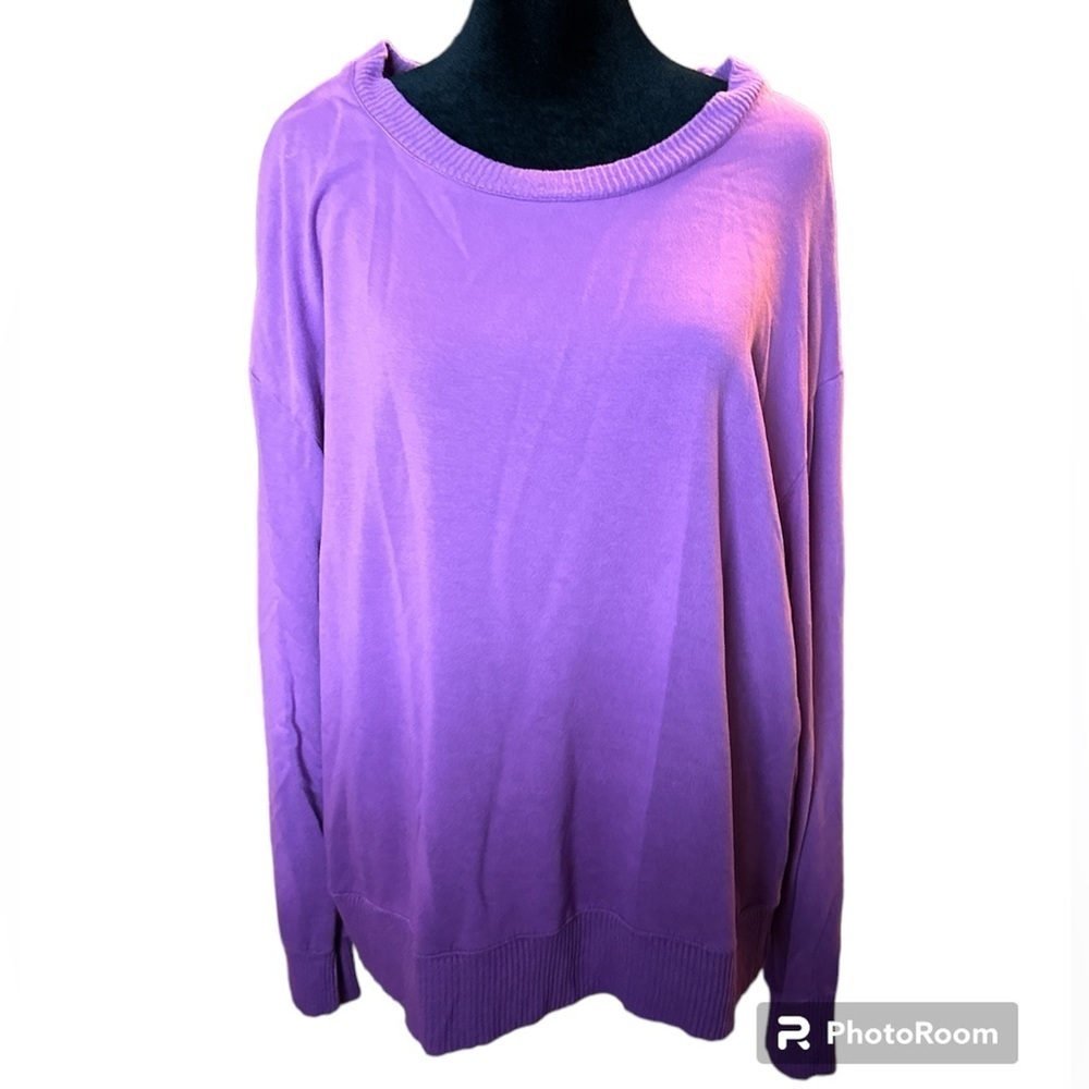 Splendid Womens Pullover Sweater Purple Ombré Long Sleeve Crew Neck XL - Picture 3 of 6